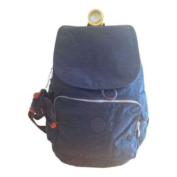 Kipling Black Ravier Medium City Backpack with plush monkey bag charm NWOT - Picture 1 of 12